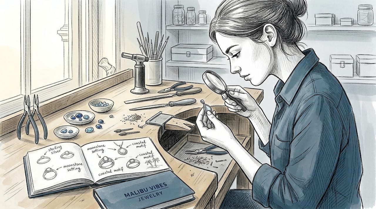 Jeweler crafting demi-fine pendant in studio