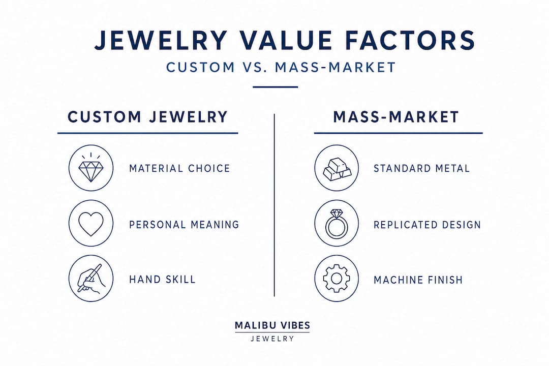 Infographic comparing custom and mass-market jewelry value