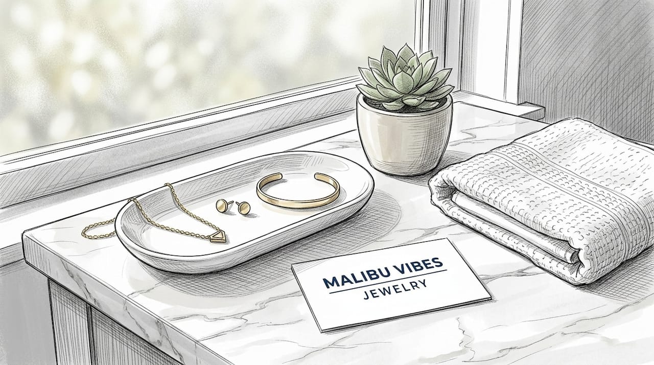 Tray with essential gold jewelry pieces