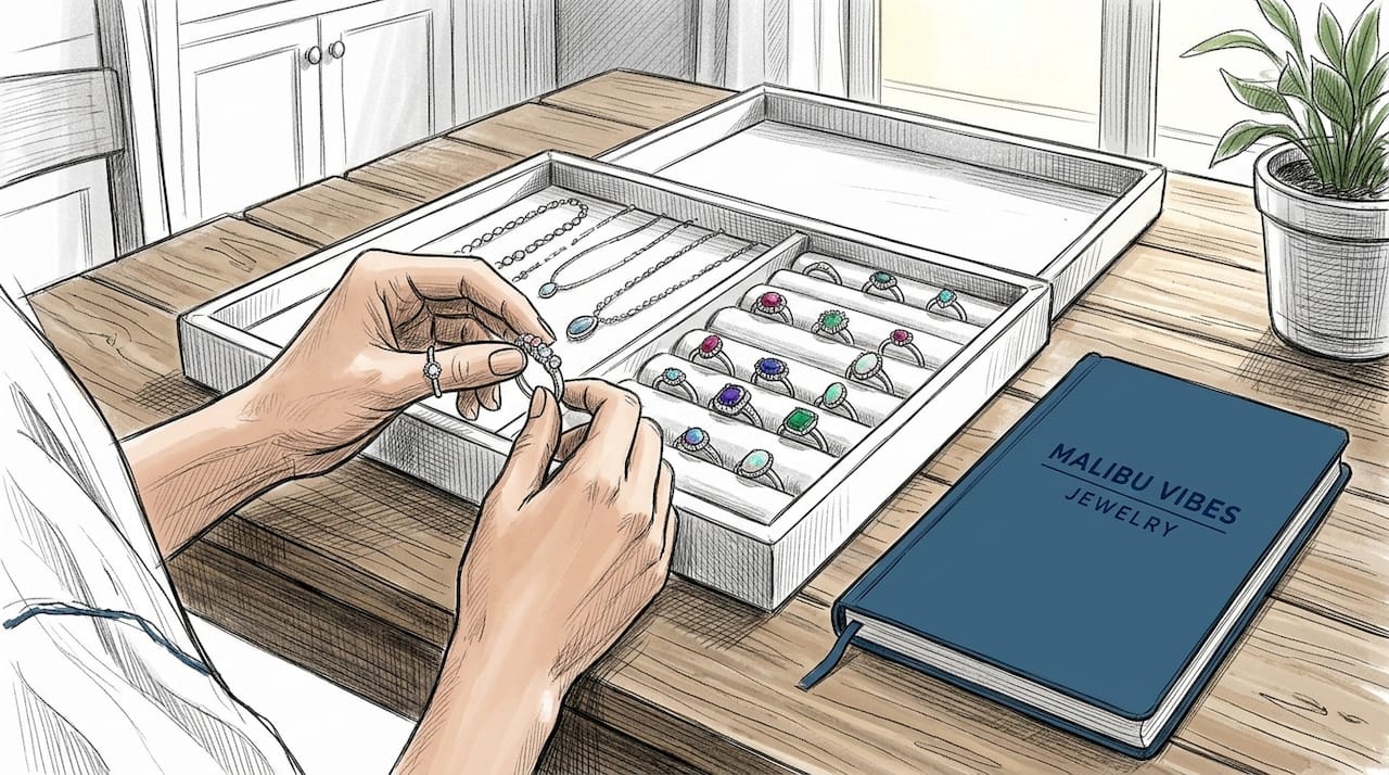 Casual selection of multi-stone rings in tray