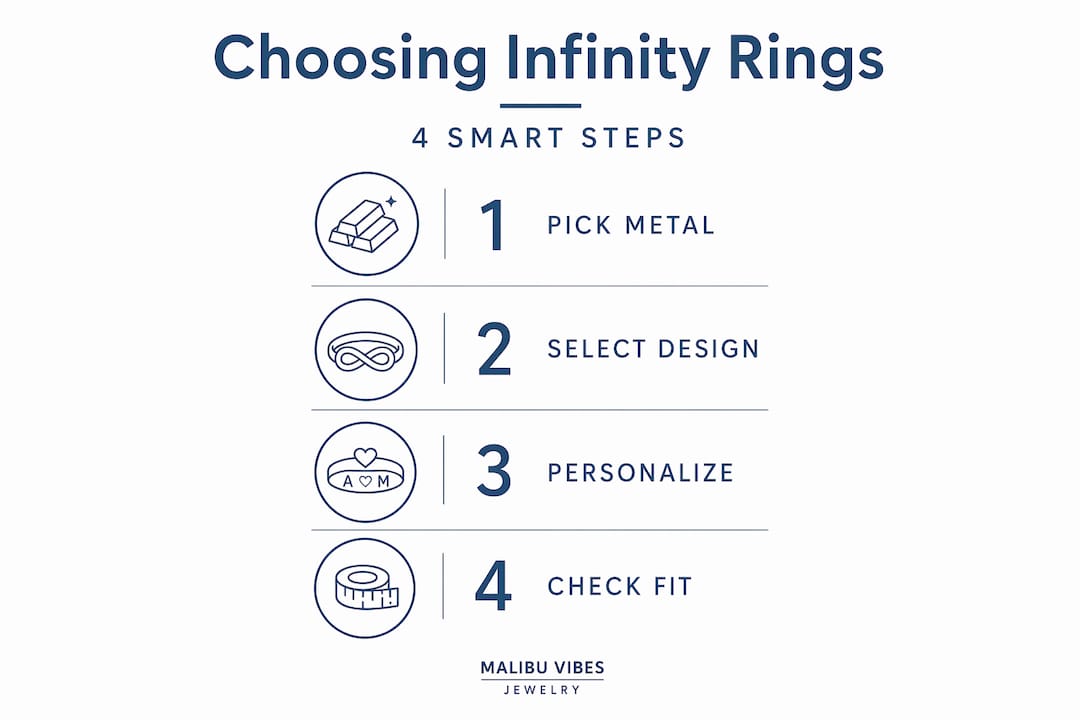Infographic showing four steps for selecting infinity ring