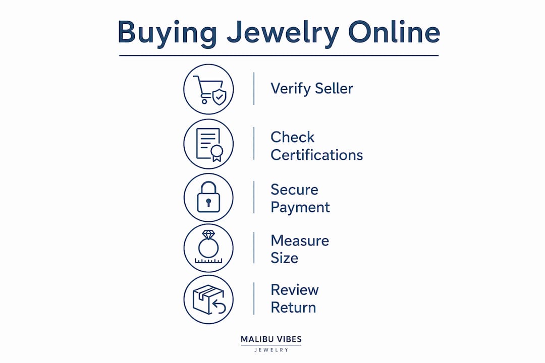 Infographic outlining steps to buy fine jewelry online