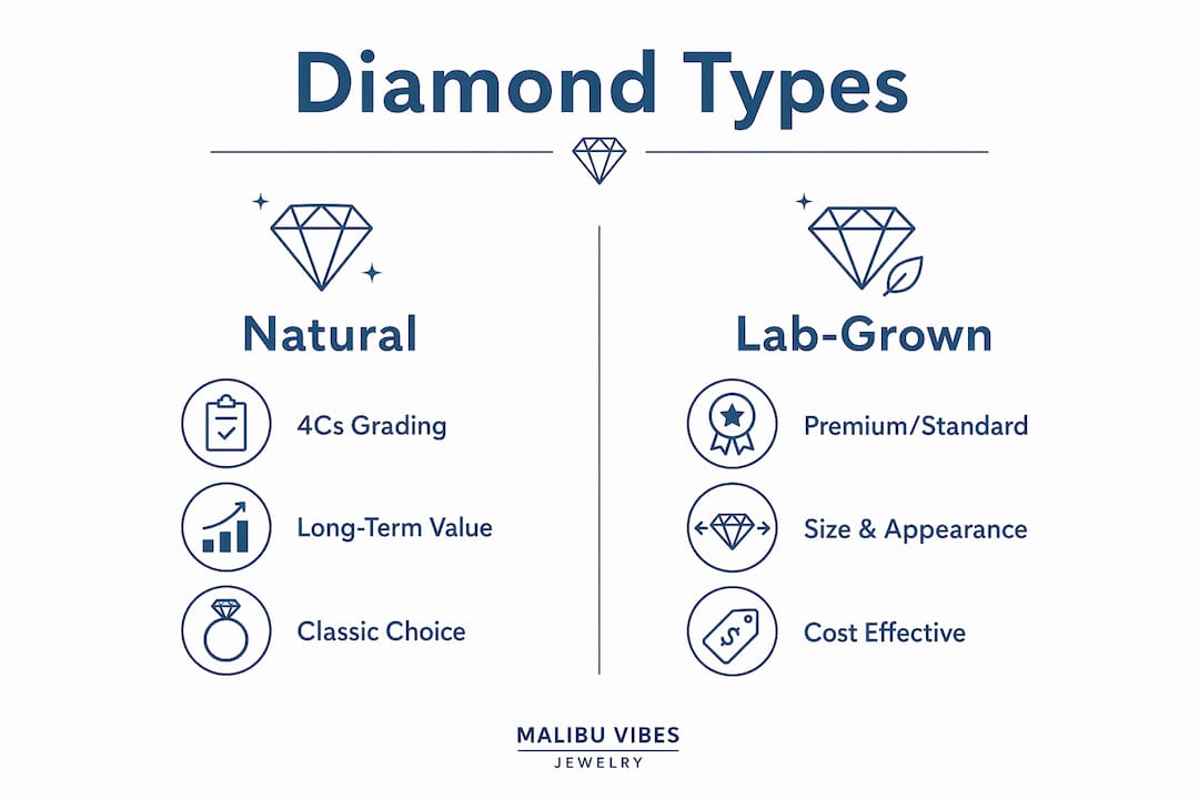 Infographic comparing natural and lab-grown diamonds