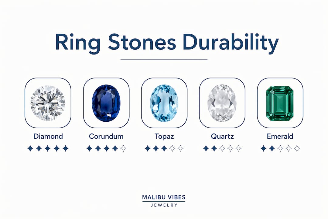 Infographic ranking ring stones by durability