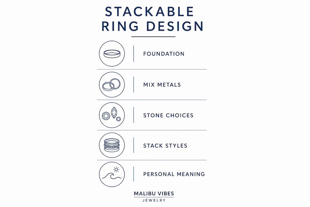 Infographic showing key design steps for stackable rings