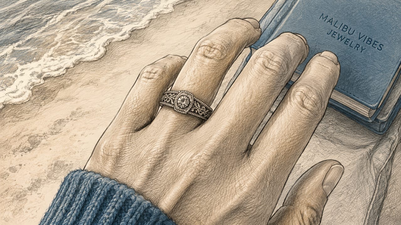 Close-up of vintage wedding ring milgrain and filigree