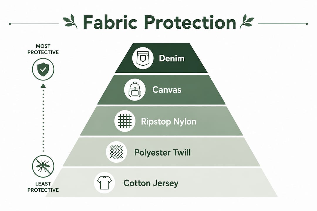 Infographic ranking fabrics by mosquito bite protection