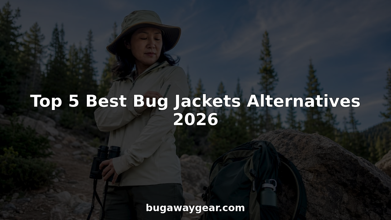 Woman adjusting insect protection jacket outdoors