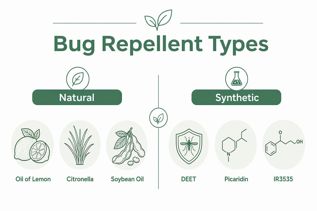 Infographic comparing natural and synthetic bug repellents