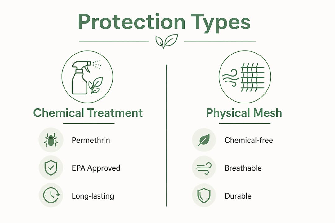 Infographic comparing chemical and physical mosquito protection