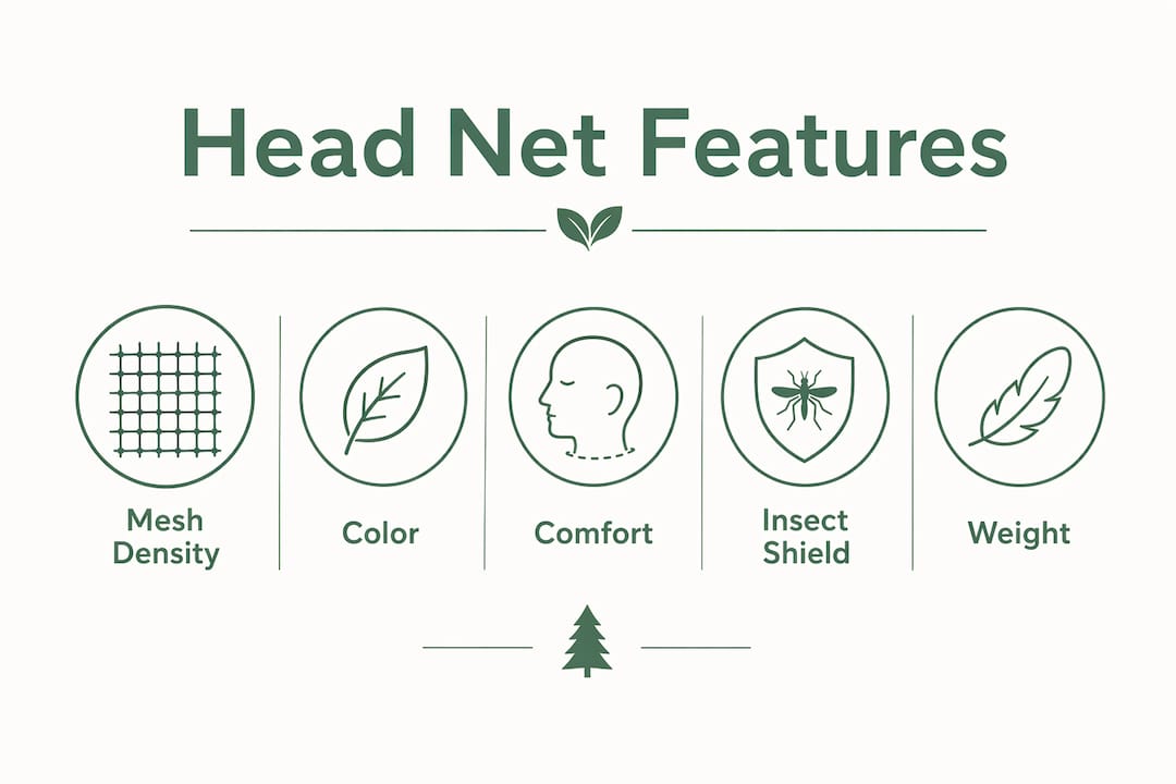Infographic showing ranked mosquito head net features