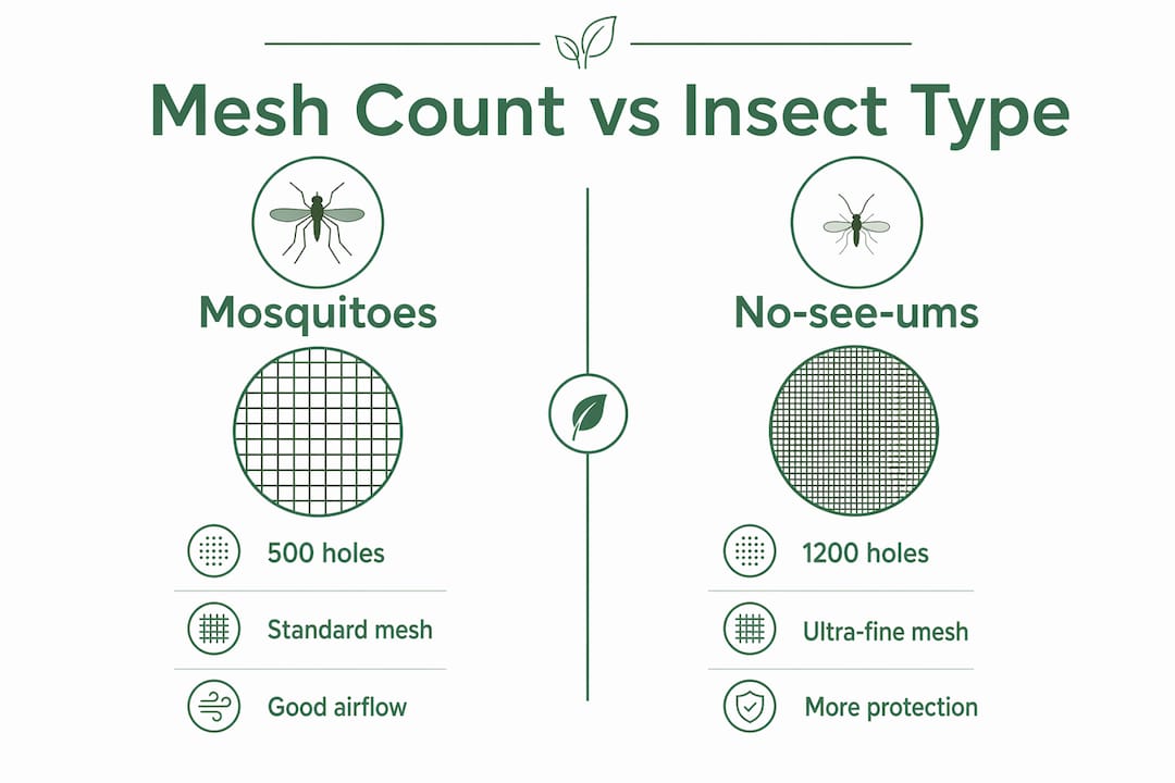 Infographic comparing mesh count to insect type