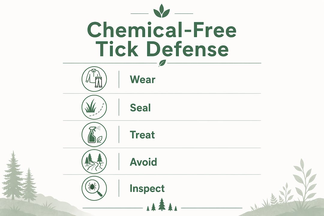 Infographic showing chemical-free tick protection steps