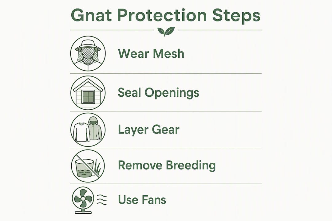 Infographic with steps for gnat protection
