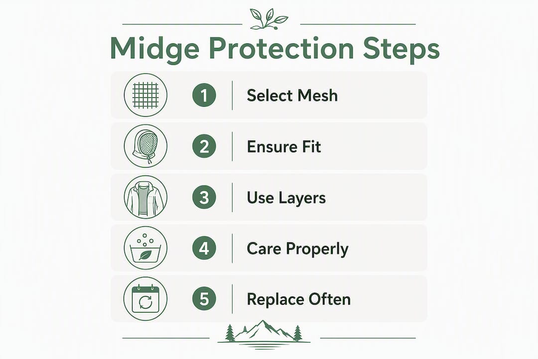 Infographic illustrating steps for effective mesh protection
