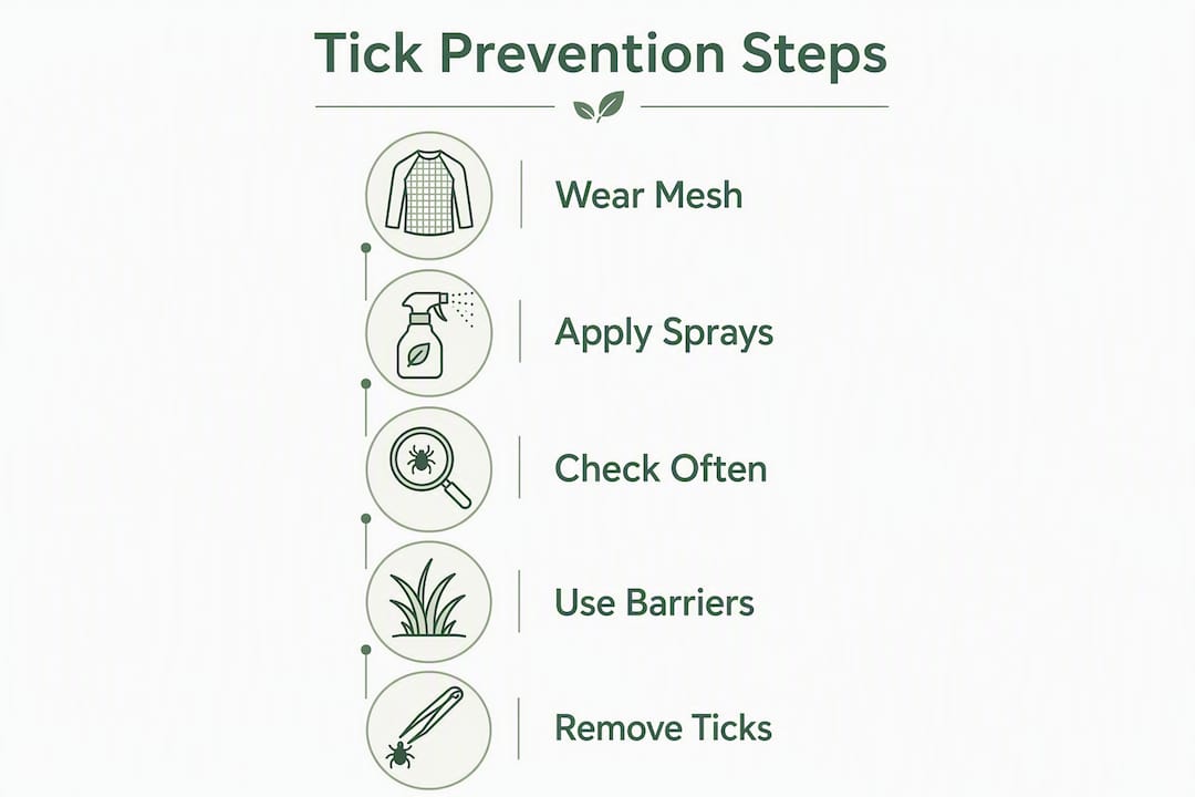 Infographic with five-step tick prevention checklist