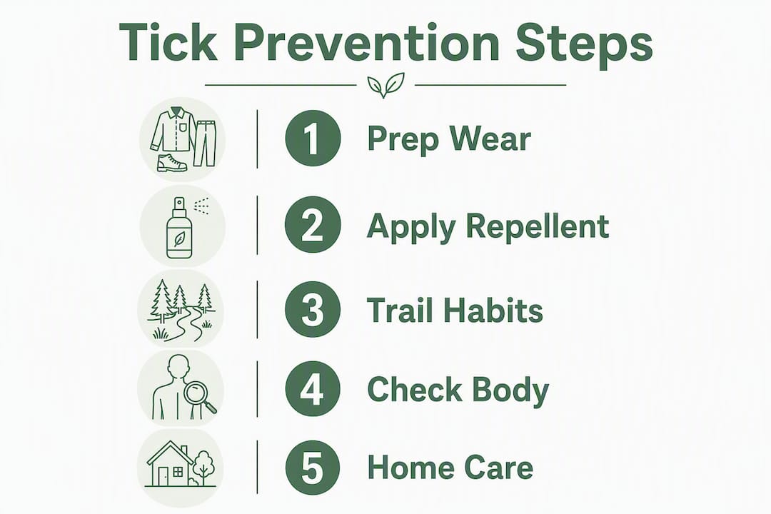 Infographic showing tick prevention step-by-step guide
