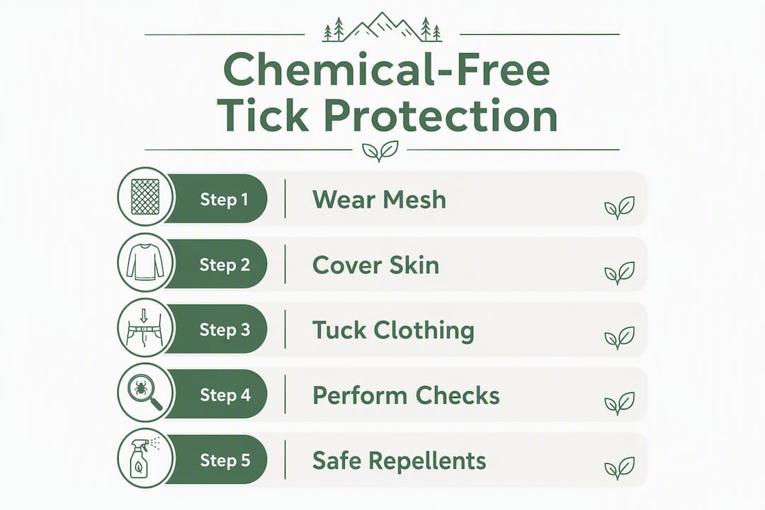 Infographic showing chemical-free tick protection steps