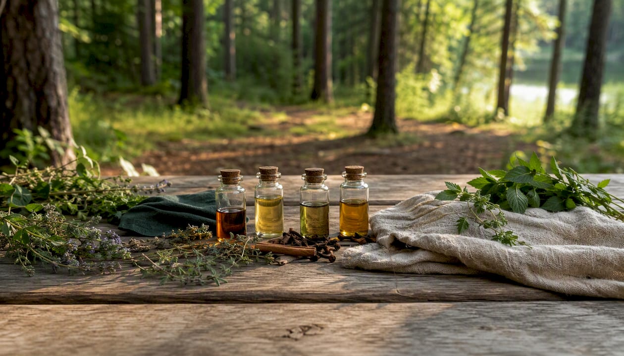 Natural essential oils used as tick repellents outdoors