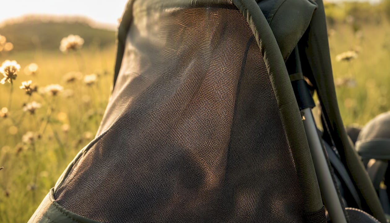 Close-up of infant carrier ultra-fine mesh fabric