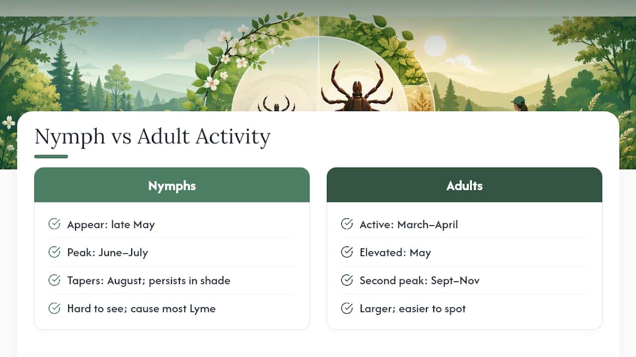 Tick life stage activity risk timeline