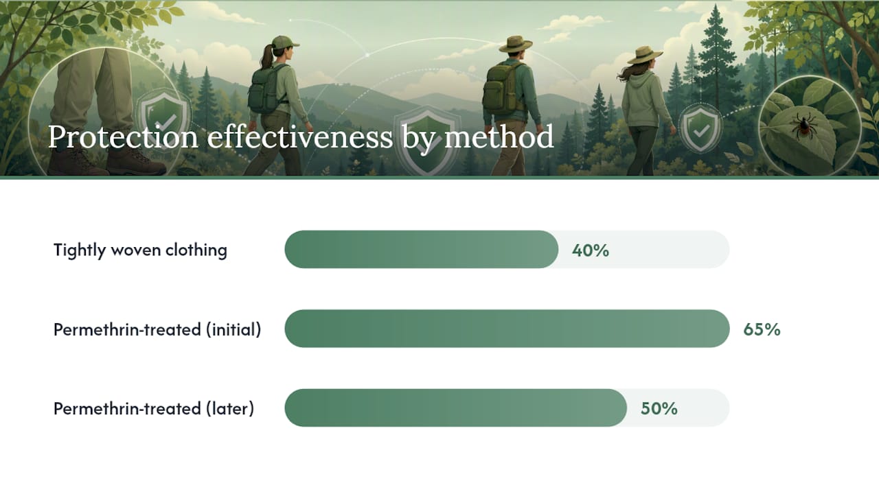 Chart comparing protective effectiveness of tick prevention methods