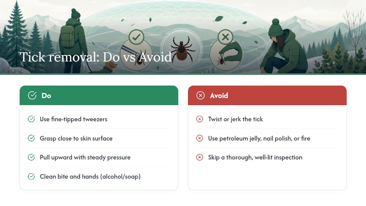 Safe Removal of Ticks Found on Skin During Winter â overview diagram