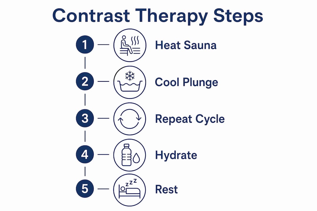 Infographic showing contrast therapy steps