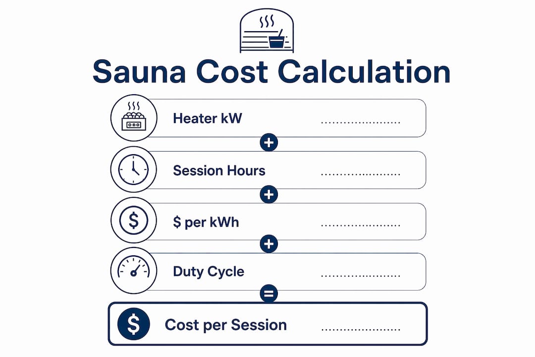 Infographic explaining sauna running cost calculation
