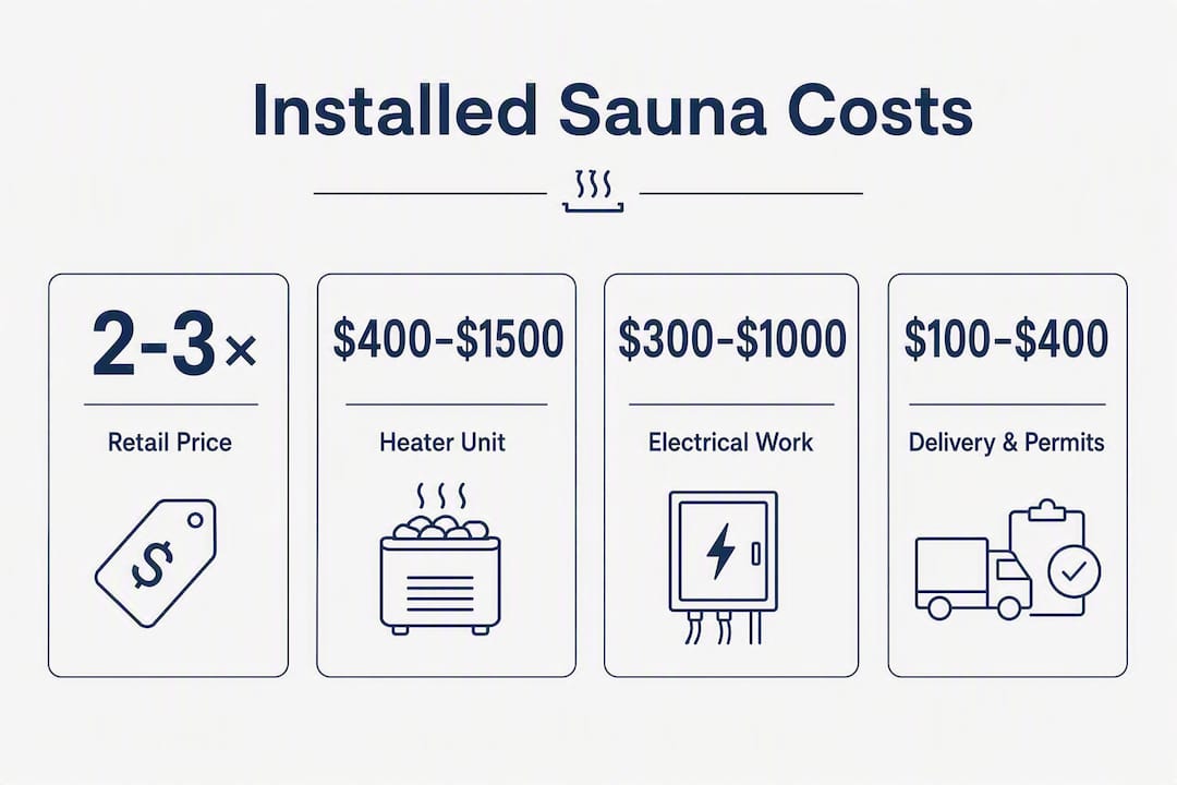 Infographic of sauna heater installed cost components