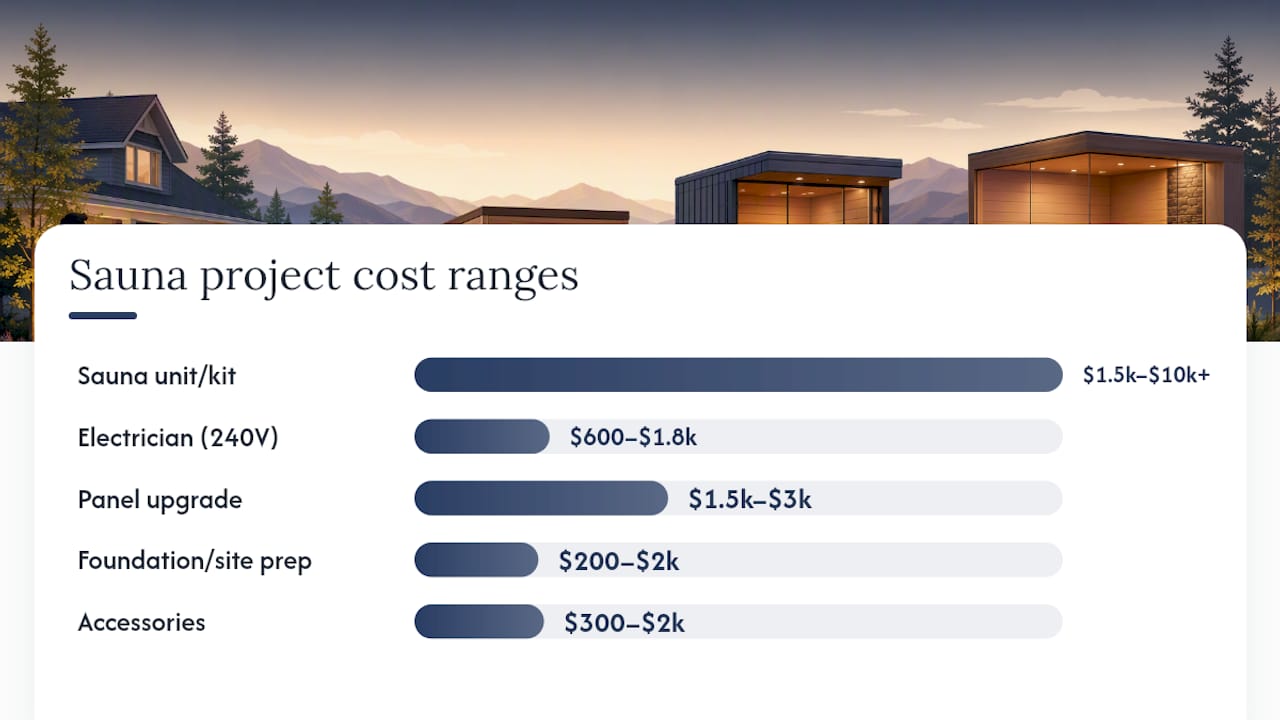 Cost breakdown diagram for home sauna components