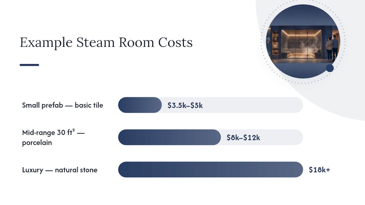 Three steam room installation cost tiers