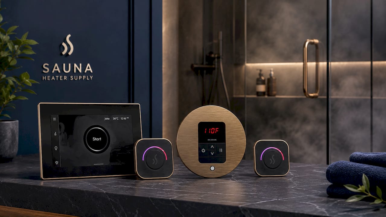 iSteamX Steam Shower Control and Steamhead