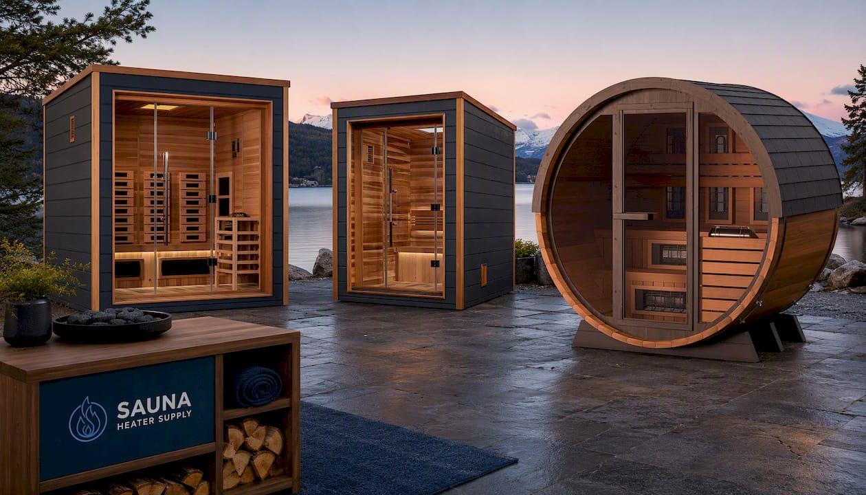 Golden Designs Visby 3-Person Full Spectrum PureTech™ Indoor-Outdoor Hybrid Sauna in Red Cedar Wood