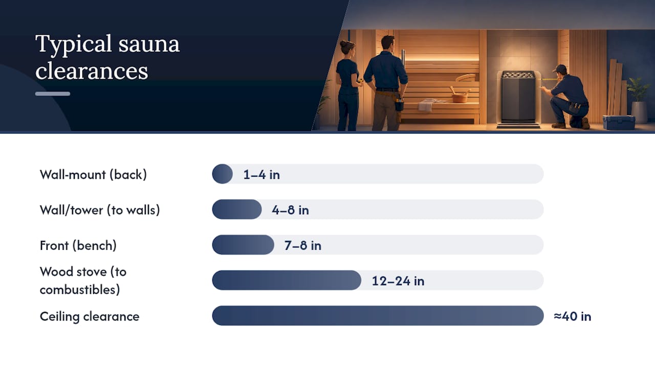 What Are Typical Sauna Heater Clearance Ranges? — overview diagram