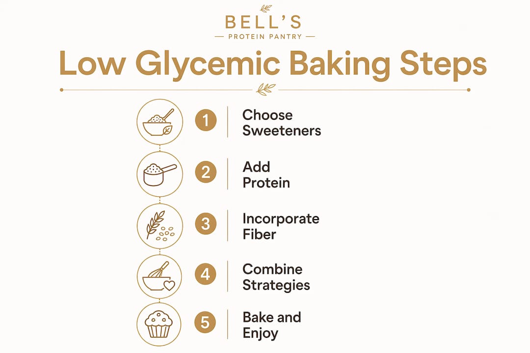Infographic outlining low glycemic baking steps
