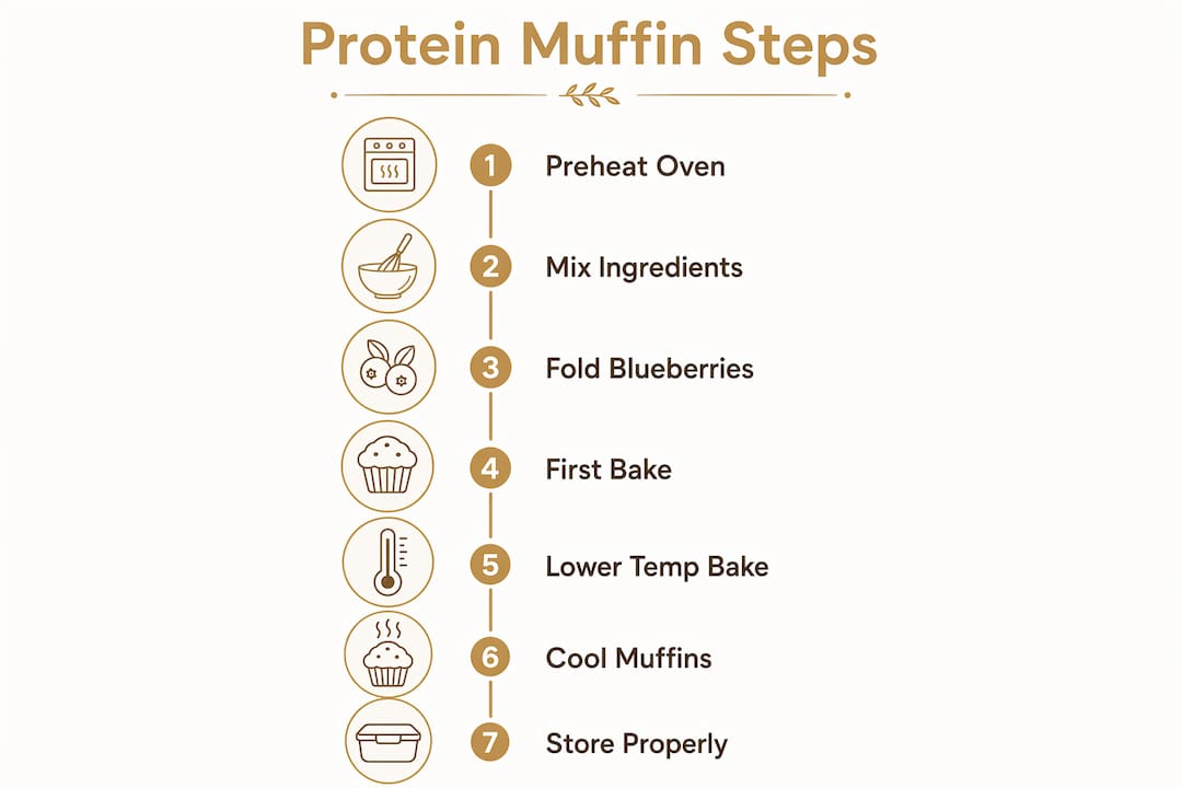 Infographic with high-protein muffin baking steps
