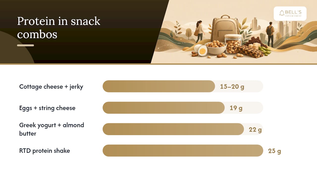 Bar graph comparison of protein content in snack combinations
