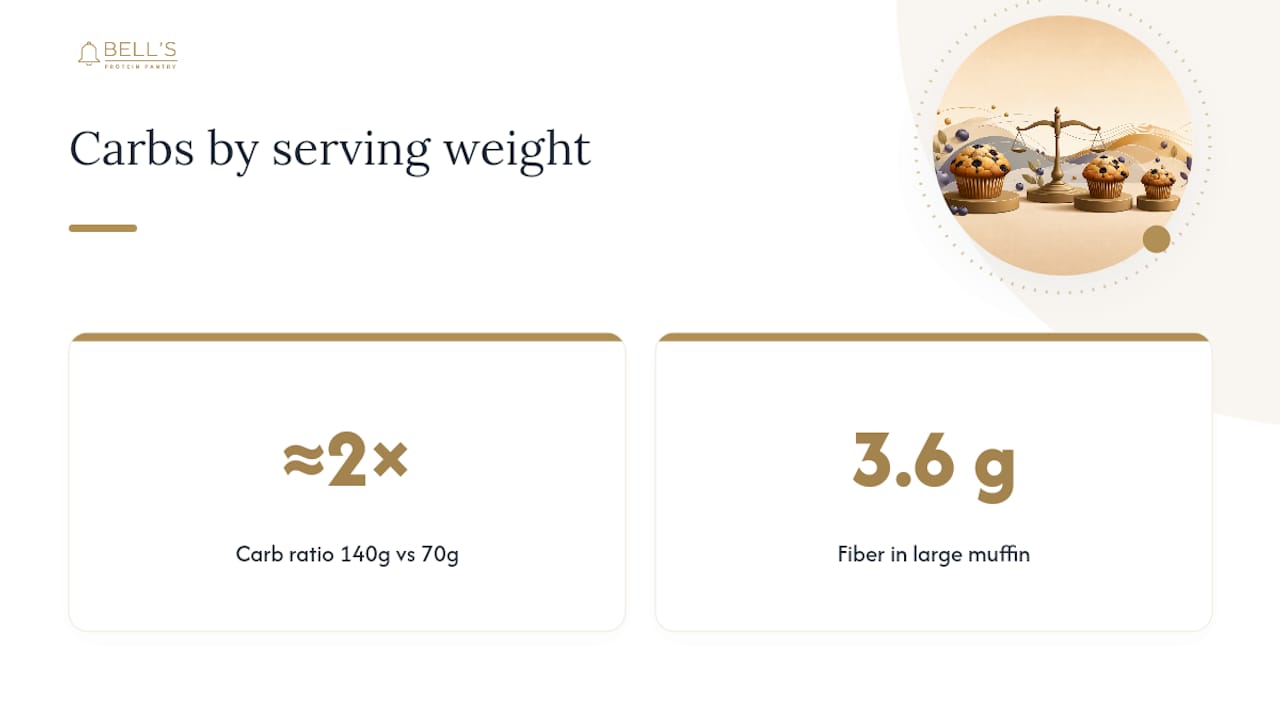 Diagram showing carb counts for muffins by weight