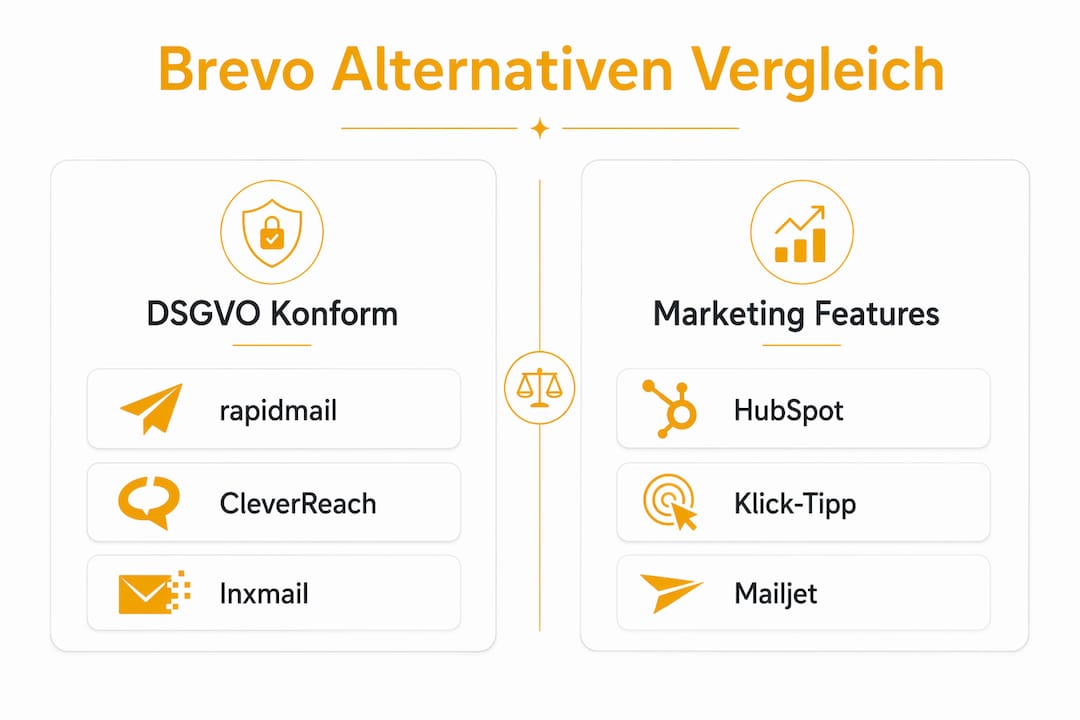 Übersichtsgrafik: Die besten Alternativen zu Brevo im Vergleich