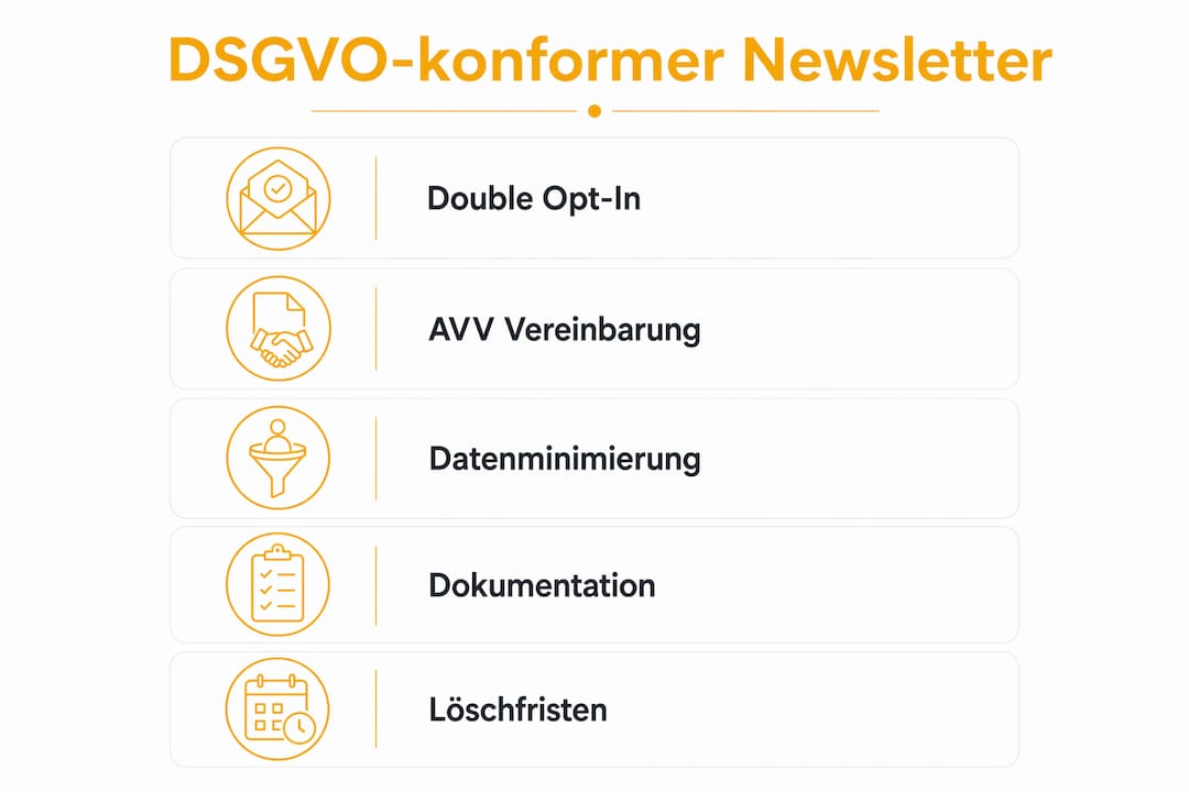Schritt-für-Schritt-Anleitung: So gestalten Sie Ihren Newsletter DSGVO-konform – anschaulich erklärt in einer Infografik