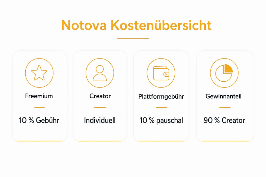 Übersichtsgrafik: Alle Preise und Gebühren bei Notova auf einen Blick