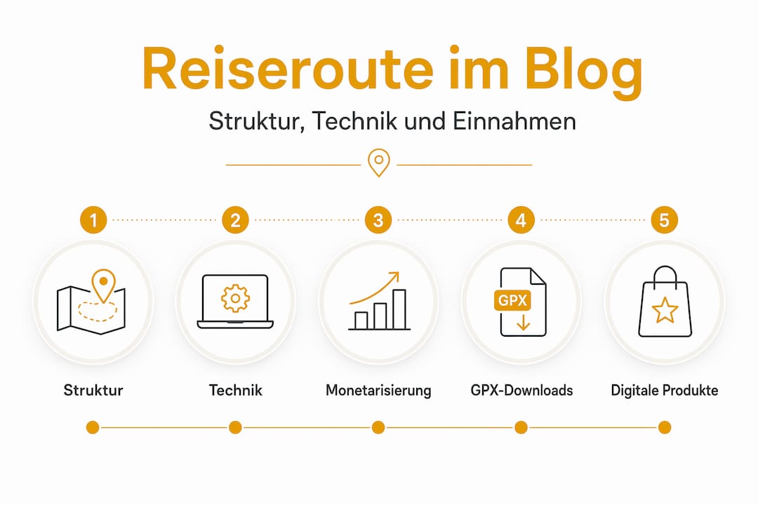 Übersicht: Aufbau und Monetarisierung einer erfolgreichen Reiseblog-Struktur (Infografik)