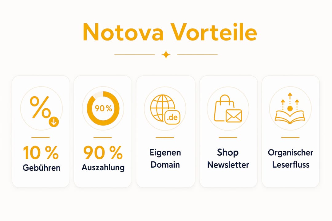 Infografik: Die wichtigsten Vorteile der Notova-Plattform für Reiseblogger auf einen Blick