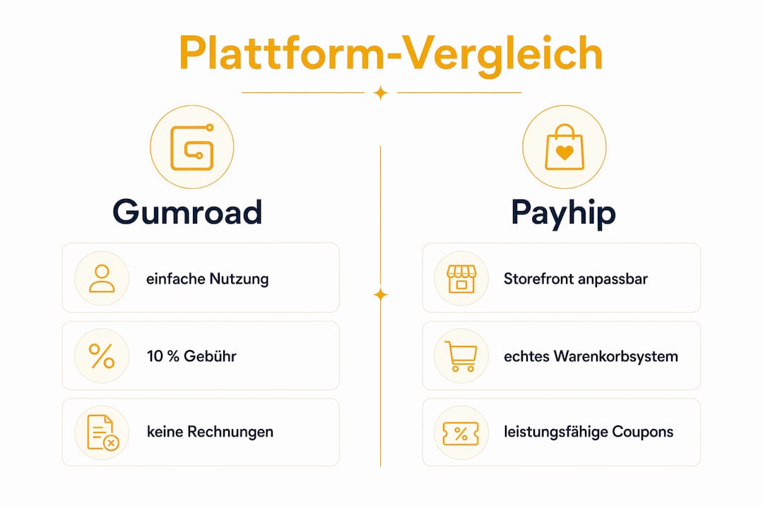Infografik: Funktionen im Vergleich – Gumroad vs. Payhip