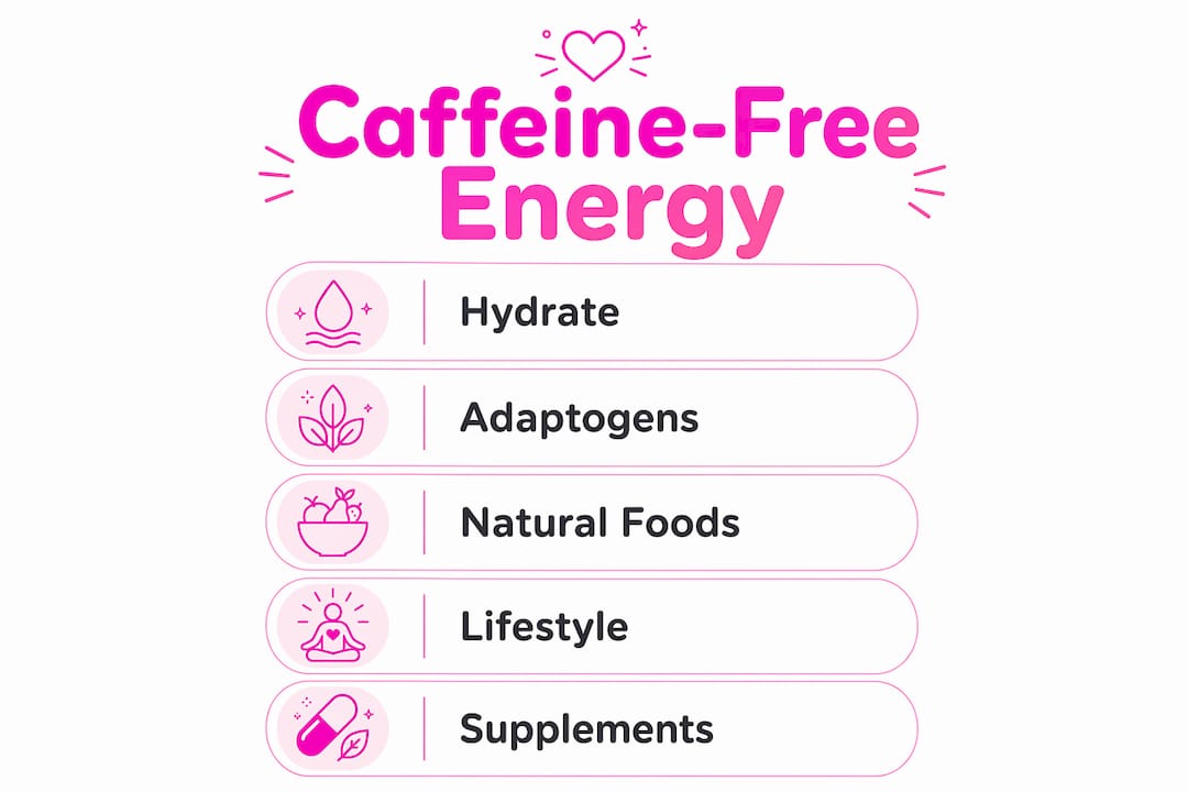 Infographic showing caffeine-free energy methods