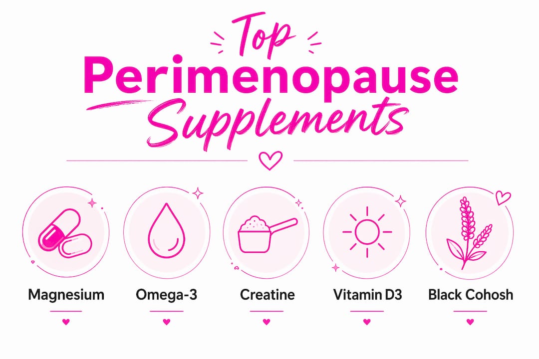 Infographic showing top perimenopause supplements hierarchy
