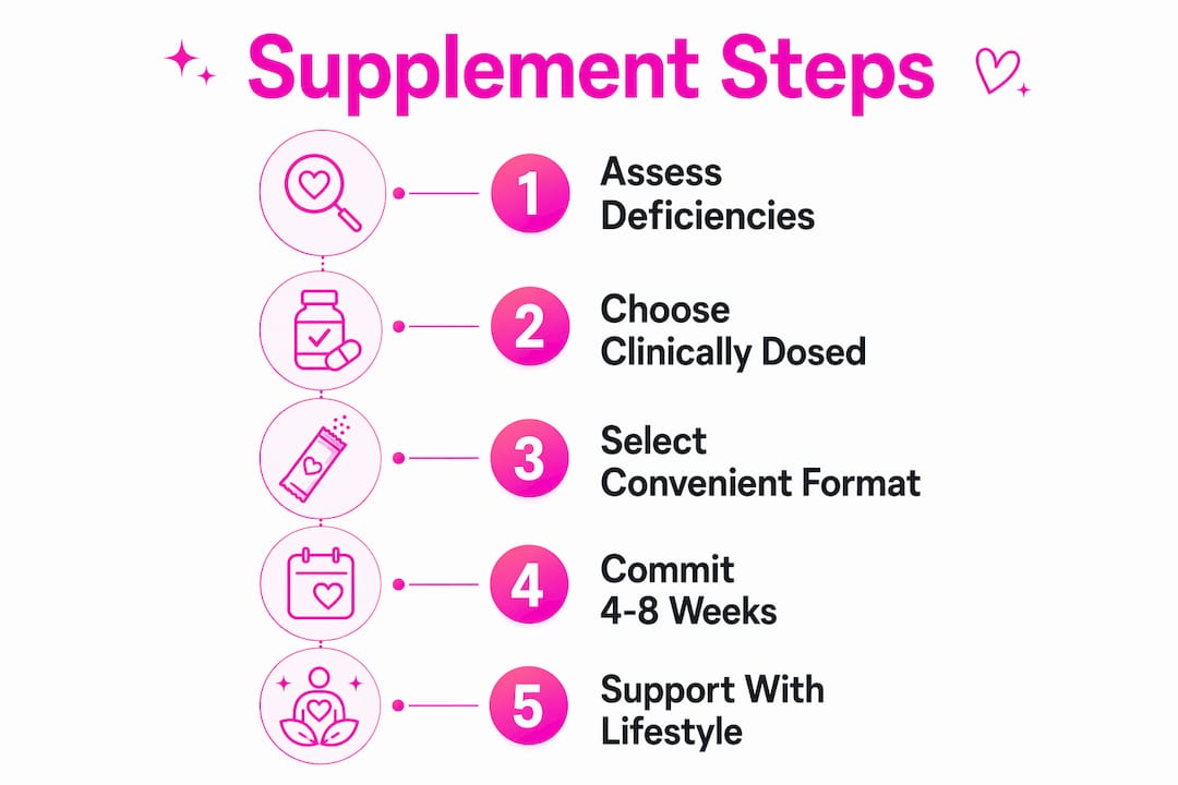 Infographic showing stepwise approach to brain fog supplements for menopause