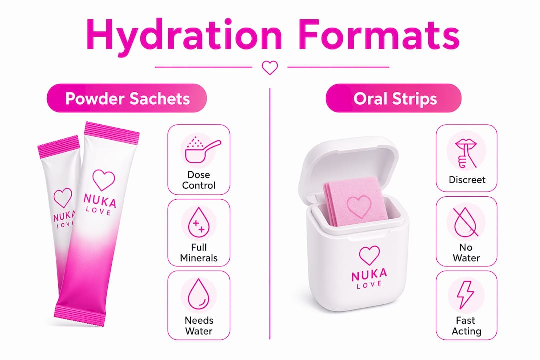 Infographic comparing hydration sachet formats