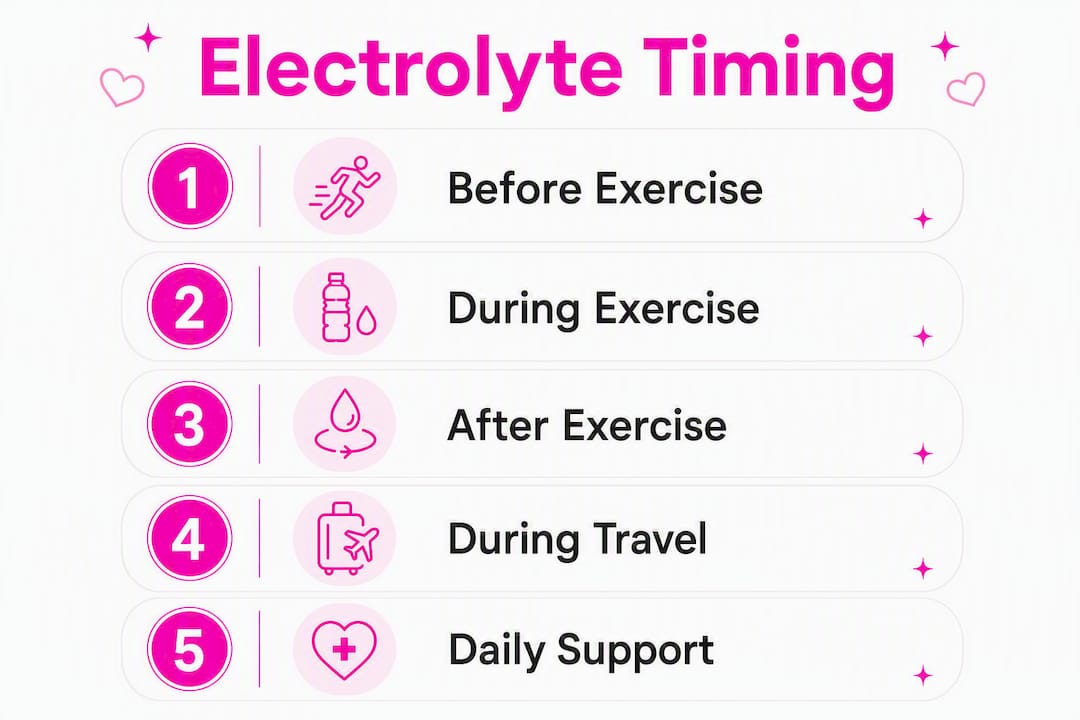 Infographic showing best times to take electrolytes